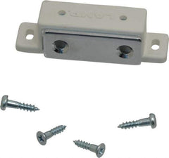 Sugatsune - 2.36" Long x 0.71" Wide x 0.63" High, Plastic & Steel Tension Catch - White Finish, 6.1 Magnetic Force, 1-1/2" Long Strike, 35/64" Wide Strike - Industrial Tool & Supply