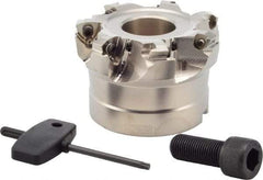 Seco - 7 Inserts, 3" Cutter Diam, 0.08" Max Depth of Cut, Indexable High-Feed Face Mill - 1" Arbor Hole Diam, 2" High, R220.21 Toolholder, 218.19-160.. Inserts, Series R220.21 - Industrial Tool & Supply