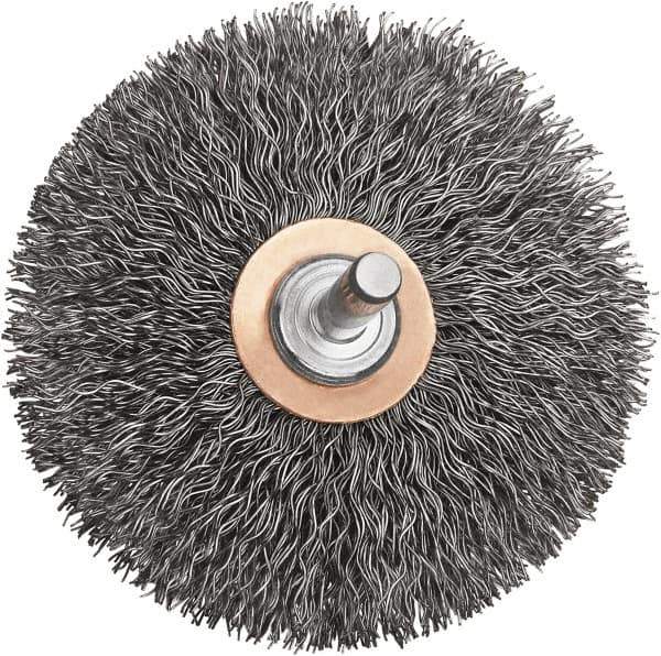 DeWALT - 2" OD, 1/4" Shank Diam, Crimped Steel Wheel Brush - 1/2" Trim Length, 0.014" Filament Diam, 20,000 RPM - Industrial Tool & Supply