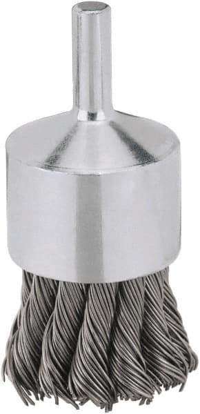 DeWALT - 3/4" Brush Diam, Knotted, End Brush - 1/4" Diam Steel Shank, 1/4" Pilot Diam, 20,000 Max RPM - Industrial Tool & Supply