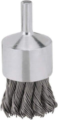 DeWALT - 1" Brush Diam, Knotted, End Brush - 1/4" Diam Steel Shank, 1/4" Pilot Diam, 20,000 Max RPM - Industrial Tool & Supply
