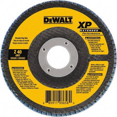 DeWALT - 80 Grit, 4-1/2" Disc Diam, 7/8" Center Hole, Type 27 Zirconia Alumina Flap Disc - 13,300 Max RPM, Cloth Backing, Arbor Attaching System, Coated - Industrial Tool & Supply