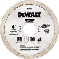 DeWALT - 4" Diam, 5/8 & 7/8" Arbor Hole Diam, Wet & Dry Cut Saw Blade - Diamond-Tipped, Standard Round Arbor - Industrial Tool & Supply