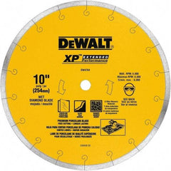 DeWALT - 10" Diam, 5/8" Arbor Hole Diam, Wet & Dry Cut Saw Blade - Diamond-Tipped, Standard Round Arbor - Industrial Tool & Supply