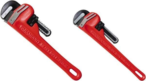 Paramount - 2 Piece, 0" to 1" & 0" to 2", Straight Pipe Wrench Set - Inch Measurement Standard - Industrial Tool & Supply