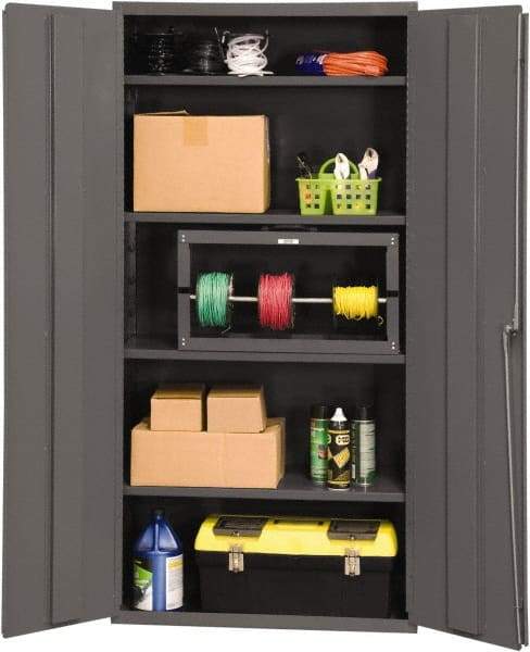 Durham - 4 Shelf Locking Storage Cabinet - Steel, 36" Wide x 24" Deep x 72" High, Gray - Industrial Tool & Supply