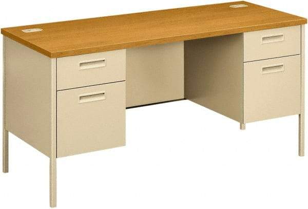 Hon - 60" Long x 29-1/2" High x 24" Deep, 4 Drawer Kneespace Credenza - Harvest/Putty (Color), Laminate Top - Industrial Tool & Supply