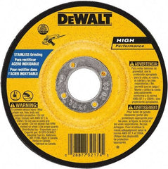 DeWALT - 30 Grit, 5" Wheel Diam, 1/4" Wheel Thickness, 7/8" Arbor Hole, Type 27 Depressed Center Wheel - Aluminum Oxide, 12,200 Max RPM, Compatible with Angle Grinder - Industrial Tool & Supply