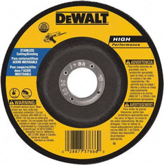 DeWALT - 30 Grit, 9" Wheel Diam, 1/8" Wheel Thickness, 7/8" Arbor Hole, Type 27 Depressed Center Wheel - Aluminum Oxide, 6,600 Max RPM, Compatible with Angle Grinder - Industrial Tool & Supply