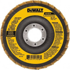 DeWALT - 100 Grit, 4-1/2" Disc Diam, 5/8-11 Center Hole, Type 27 Aluminum Oxide Flap Disc - 13,300 Max RPM, Fiberglass Backing, Arbor Attaching System, Non-Woven - Industrial Tool & Supply