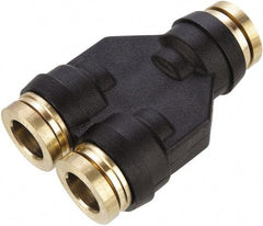 Parker - 3/8" Tube OD, Composite Push-to-Connect Tube Union Y - Tube to Tube Connection, 250 Max psi, Buna-N O-Ring, -40 to 200°F Working Temp - Industrial Tool & Supply