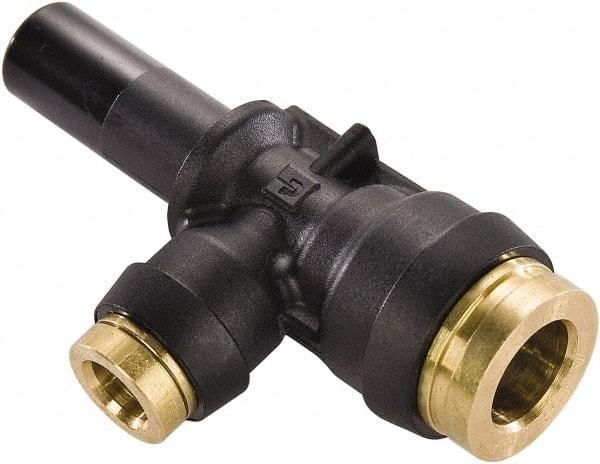 Parker - 1/4" Tube OD, Composite Push-to-Connect Tube Plug-In Run Tee - Tube to Stem Connection, 250 Max psi, Buna-N O-Ring, -40 to 200°F Working Temp - Industrial Tool & Supply