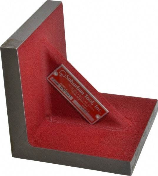 Suburban Tool - 5" Wide x 5" Deep x 5" High Cast Iron Machined Angle Plate - Standard Plate, Flat Surface, Single Web, 11/16" Thick, Single Plate - Industrial Tool & Supply