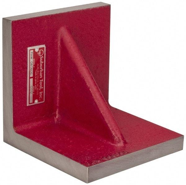 Suburban Tool - 6" Wide x 6" Deep x 6" High Cast Iron Machined Angle Plate - Standard Plate, Flat Surface, Single Web, 3/4" Thick, Single Plate - Industrial Tool & Supply