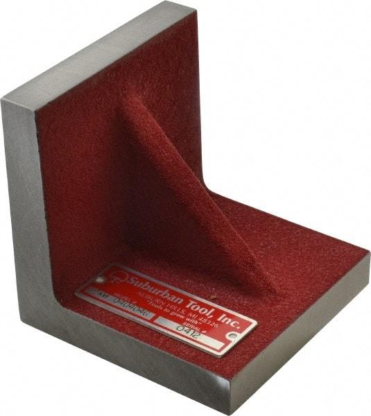 Suburban Tool - 4" Wide x 4" Deep x 4" High Cast Iron Precision-Ground Angle Plate - Standard Plate, Flat Surface, Single Web, 5/8" Thick, Single Plate - Industrial Tool & Supply