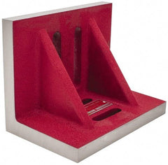 Suburban Tool - 8" Wide x 5" Deep x 6" High Cast Iron Machined Angle Plate - Standard Plate, Through-Slots on Surface, Double Web, 3/4" Thick, Single Plate - Industrial Tool & Supply