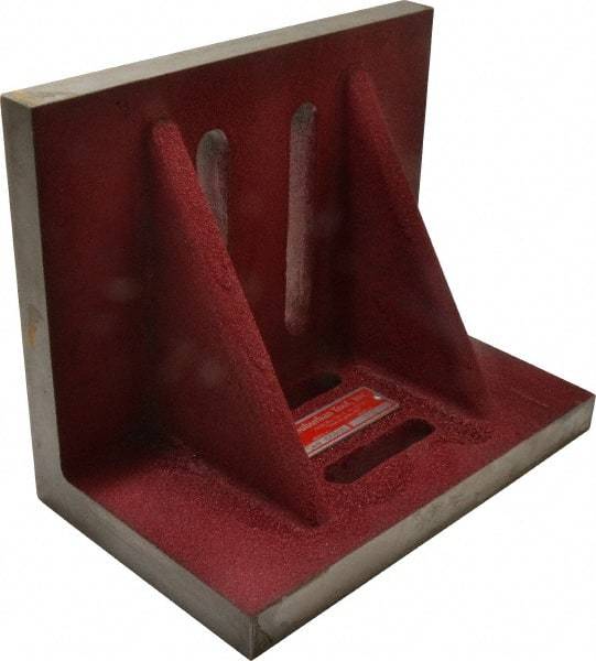 Suburban Tool - 10" Wide x 6" Deep x 8" High Cast Iron Machined Angle Plate - Standard Plate, Through-Slots on Surface, Double Web, 7/8" Thick, Single Plate - Industrial Tool & Supply