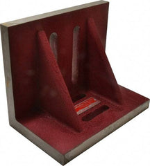 Suburban Tool - 10" Wide x 6" Deep x 8" High Cast Iron Machined Angle Plate - Standard Plate, Through-Slots on Surface, Double Web, 7/8" Thick, Single Plate - Industrial Tool & Supply