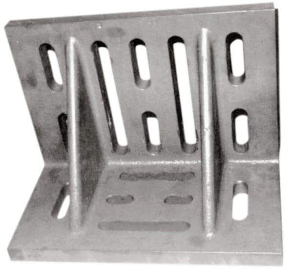 Suburban Tool - 16" Wide x 9" Deep x 12" High Cast Iron Machined Angle Plate - Slotted Plate, Through-Slots on Surface, Double Web, 1-1/8" Thick, Single Plate - Industrial Tool & Supply
