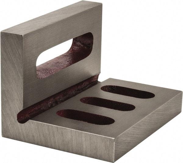 Suburban Tool - 4-1/2" Wide x 3" Deep x 3-1/2" High Cast Iron Machined Angle Plate - Standard Plate, Through-Slots on Surface, Open End, 5/8" Thick, Single Plate - Industrial Tool & Supply