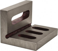 Suburban Tool - 4-1/2" Wide x 3" Deep x 3-1/2" High Cast Iron Machined Angle Plate - Standard Plate, Through-Slots on Surface, Open End, 5/8" Thick, Single Plate - Industrial Tool & Supply