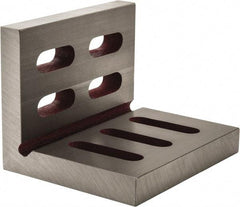 Suburban Tool - 6" Wide x 4-1/2" Deep x 5" High Cast Iron Machined Angle Plate - Standard Plate, Through-Slots on Surface, Open End, 13/16" Thick, Single Plate - Industrial Tool & Supply