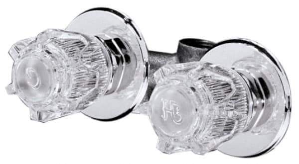 B&K Mueller - Concealed, Two Handle, Chrome Coated, Brass, Shower Valve - Knob Handles, 4 Inch Mounting Centers, Acrylic Handles - Industrial Tool & Supply