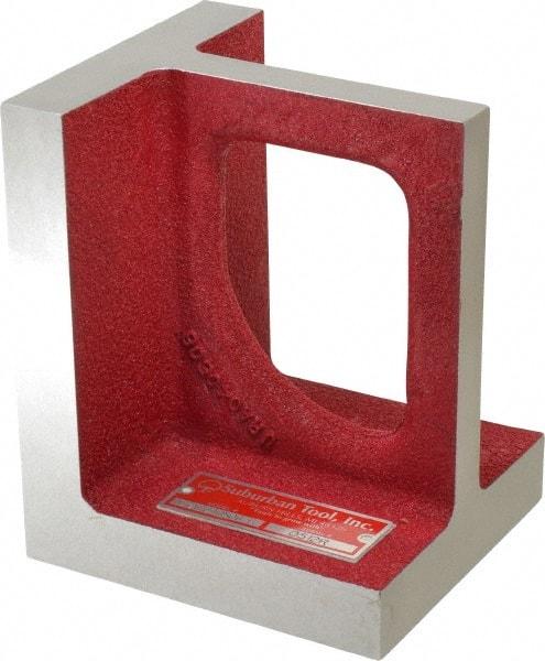 Suburban Tool - 1 Hole, 6" High x 4-1/2" Wide x 5" Deep, Right Angle Iron - Cast Iron, Precision Ground, 7/8" Thick, Parallel to within 0.00025" per 6", Square to within 0.0005" per 6" - Industrial Tool & Supply