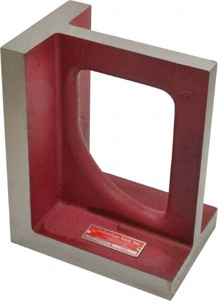 Suburban Tool - 1 Hole, 10" High x 5-1/2" Wide x 8" Deep, Right Angle Iron - Cast Iron, Precision Ground, 1-1/8" Thick, Parallel to within 0.00025" per 6", Square to within 0.0005" per 6" - Industrial Tool & Supply