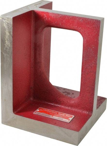 Suburban Tool - 1 Hole, 8" High x 6" Wide x 6" Deep, Right Angle Iron - Cast Iron, Precision Ground, 1" Thick, Parallel to within 0.00025" per 6", Square to within 0.0005" per 6" - Industrial Tool & Supply