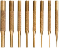 SPI - 8 Piece, 1/16 to 5/16", Pin Punch Set - Brass & Steel, Comes in Wooden Box - Industrial Tool & Supply