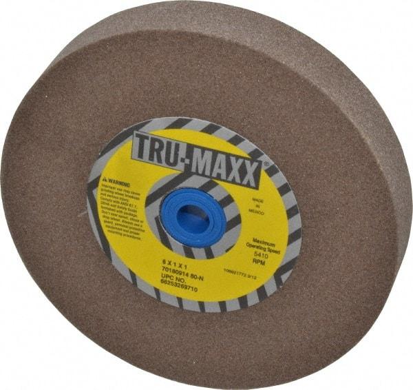 Tru-Maxx - 80 Grit Aluminum Oxide Bench & Pedestal Grinding Wheel - 6" Diam x 1" Hole x 1" Thick, 5410 Max RPM, O Hardness, Medium Grade , Vitrified Bond - Industrial Tool & Supply