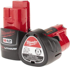 Milwaukee Tool - 12 Volt Lithium-Ion Power Tool Battery - 1.5 Ahr Capacity, 1/2 hr Charge Time, Series M12 RED - Industrial Tool & Supply