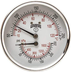 Winters - 3" Dial, 1/2 Thread, 0-250 Scale Range, Pressure Gauge - Center Back Connection Mount, Accurate to 0.03% of Scale - Industrial Tool & Supply