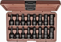 Paramount - 16 Piece 1/2" Drive Inch/Metric Impact Hex Bit Socket Set - 1/4 to 3/4" Hex - Industrial Tool & Supply