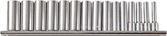 Paramount - 15 Piece 1/2" Drive Chrome Vanadium Finish Deep Well Socket Set - 12 Points, 3/8" to 1-1/4" Range, Inch Measurement Standard - Industrial Tool & Supply