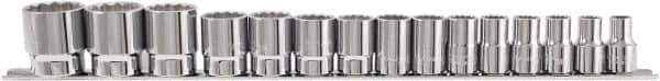 Paramount - 15 Piece 1/2" Drive Chrome Vanadium Finish Socket Set - 12 Points, 10mm to 32mm Range, Metric Measurement Standard - Industrial Tool & Supply
