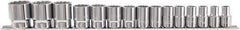 Paramount - 15 Piece 1/2" Drive Chrome Vanadium Finish Socket Set - 12 Points, 10mm to 32mm Range, Metric Measurement Standard - Industrial Tool & Supply