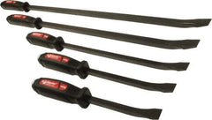Mayhew - 5 Piece Curved Tip Pry Bar Set - 3/4" Head Width, Includes 10, 12, 17, 25 & 31" Lengths - Industrial Tool & Supply