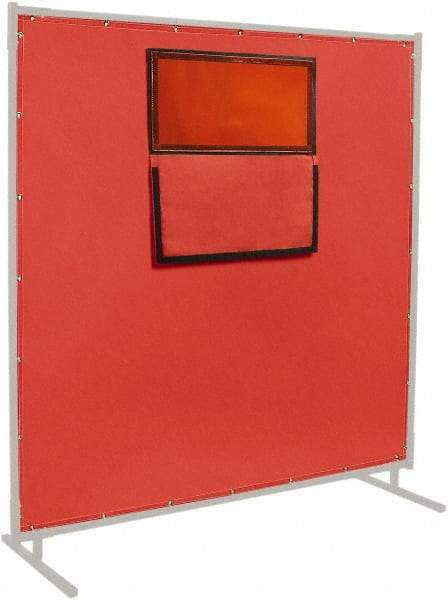 Steiner - 6' High x 8' Wide x 0.016" Thick Fiberglass & Vinyl Welding Curtain - Red, Grommet - Industrial Tool & Supply
