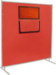 Steiner - 6' High x 8' Wide x 0.016" Thick Fiberglass & Vinyl Welding Curtain - Red, Grommet - Industrial Tool & Supply