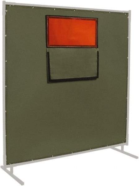 Steiner - 6' High x 8' Wide x 0.012" Thick Cotton Duck & Vinyl Welding Curtain - Olive & Orange, Grommet - Industrial Tool & Supply