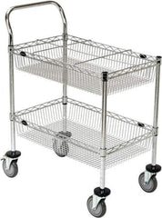 Value Collection - 300 Lb Capacity, 18" Wide x 30" Long x 40" High Wire Cart - 2 Shelf, Steel, 2 Rigid/2 Swivel Casters - Industrial Tool & Supply