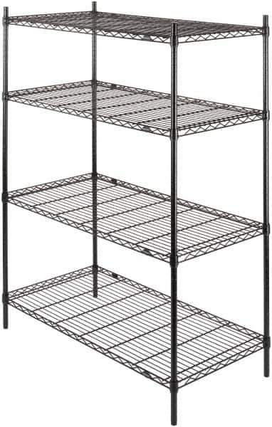 Value Collection - 4 Shelf Wire Shelving - Starter Unit - 48" Wide x 24" Deep x 63" High, - Industrial Tool & Supply