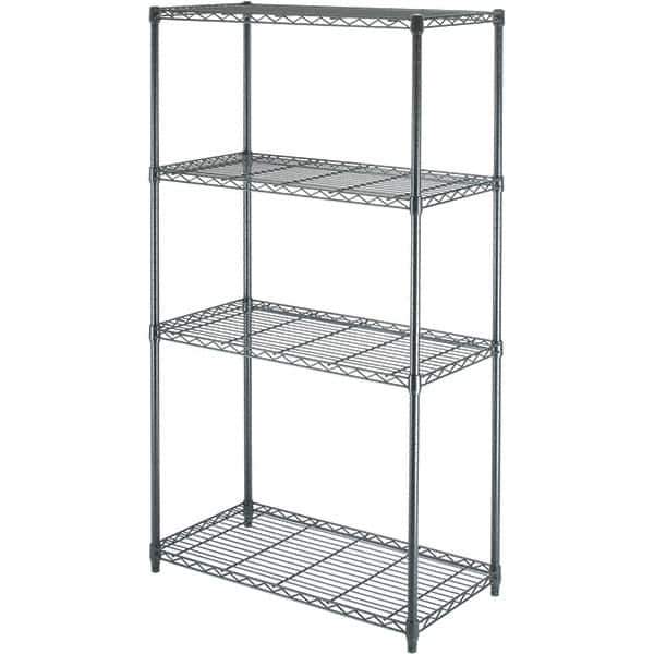 Value Collection - 4 Shelf Wire Shelving - Starter Unit - 36" Wide x 18" Deep x 63" High, - Industrial Tool & Supply