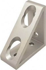 80/20 Inc. - 80mm Wide, Open Shelving 4 Hole Inside Corner Gusset - Aluminum, Clear Anodized Finish, 36mm Long, Use with 40 Series & Bolt Kit 75-3422 - Industrial Tool & Supply
