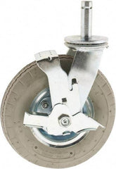 Value Collection - 8" Diam x 3-1/2" Wide, Rubber Swivel with Brake Caster - 300 Lb Capacity, Plain Stem Mount - Industrial Tool & Supply