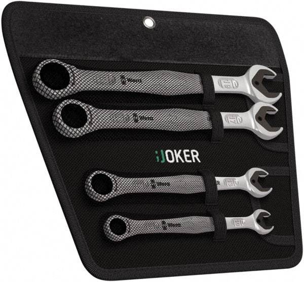 Wera - 4 Piece, 10mm to 19mm, 12 Point Combination Wrench Set - Metric Measurement Standard, Satin Finish, Comes in Cordura Nylon Roll - Industrial Tool & Supply