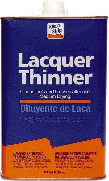 Klean-Strip - 1 Qt Lacquer Thinner SCAQMD - 24 gL VOC Content, Comes in Metal Can - Industrial Tool & Supply