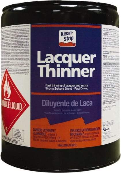 Klean-Strip - 5 Gal Lacquer Thinner SCAQMD - 24 gL VOC Content, Comes in Metal Can - Industrial Tool & Supply